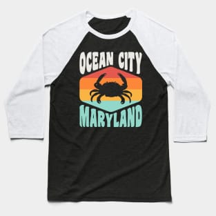 Ocean City Maryland Beach Vacation Crab Retro Baseball T-Shirt